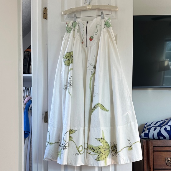 Anthropologie White and Green Floral Midi Skirt - Picture 5 of 5